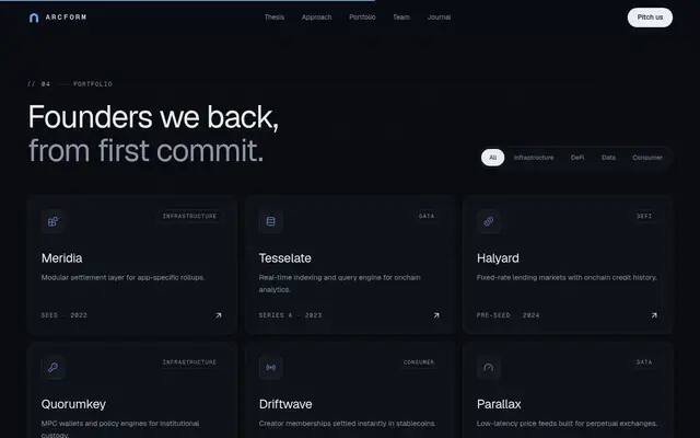 Arcform portfolio screenshot