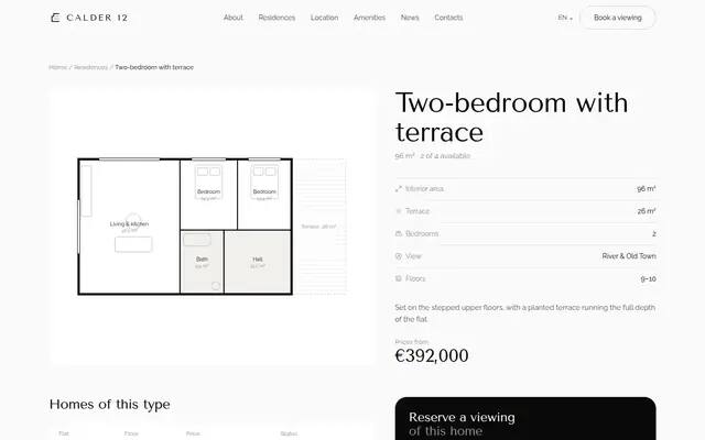 Calder 12 flat detail page screenshot