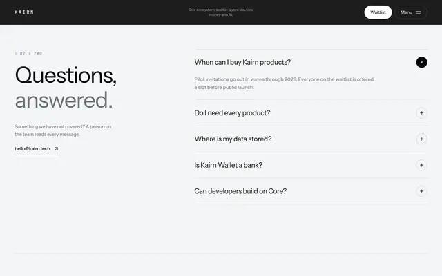 Kairn faq screenshot