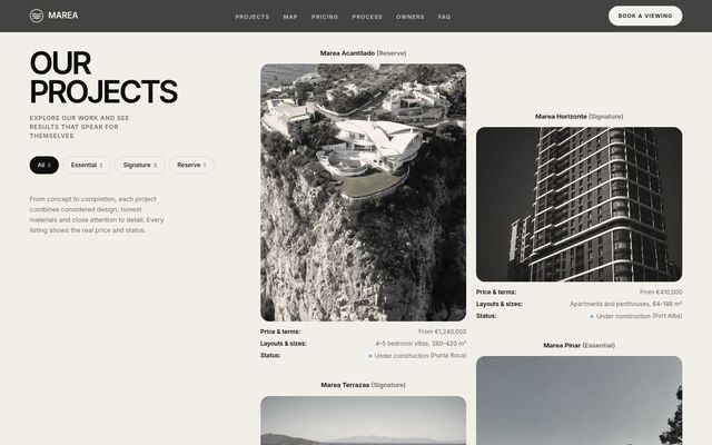 Marea staggered project catalogue screenshot