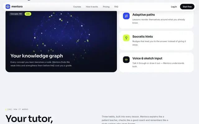 Mentora platform bento screenshot