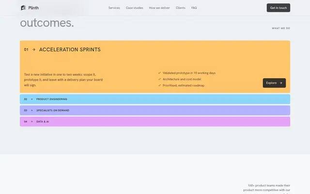 Plinth service accordion screenshot